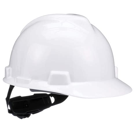 helmet safety slotted v-gard, w/satz-on suspension white|MSA V.